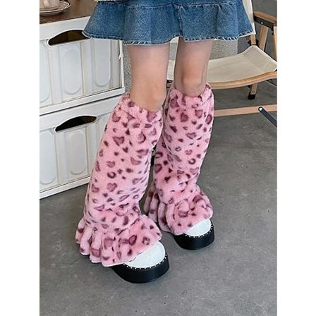 Dame sokker i fuskepels, fluffy, lodne, lange støvlett-trekk