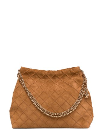 Tory Burch Fleming Suede Hobo Bag - Brown - ONE SIZE