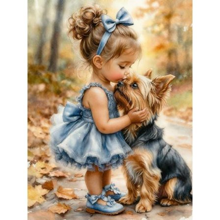 5D Diamantmaleri Sæt til Voksne Begyndere, Pige og Hund Diamant Kunst Sæt, Dyr DIY Fuld Runde Bor Diamant Dot Gem Kunst Sæt til Hjem Vægdekoration