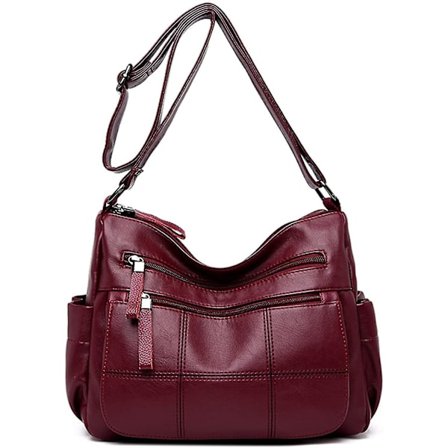 Soft Ladies Leather Crossbody Bags Girls Lightweight Shoulder Handbags For Women Multi-pocket With Adjustable Shoulder Strap