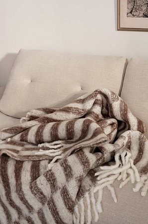 Jotex - Huopa Villasekoitteesta Ruskea / Luonnonvalkoinen Ruskea / luonnonvalkoinen - ULLI - Osta Torkkupeitot & viltit Jotex