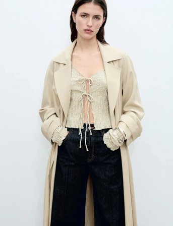 Mango Soft Trench Coat With Belt - Beige - M