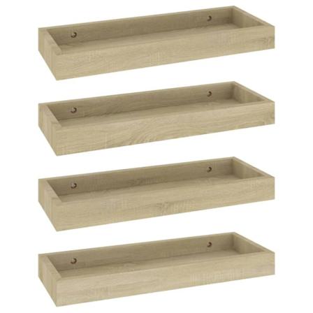 Vidaxl Vägghyllor Med Kant 4 St Ek 40x15x4 Cm Mdf Brun
