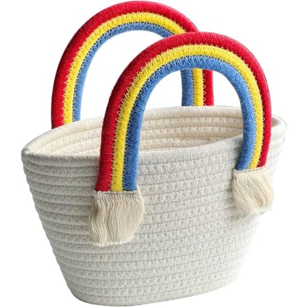 Liten vevd kurv, taukurv, lekekurer for oppbevaring, babykurv, gavekurv, katt- og hundekurv, kurv med håndtak