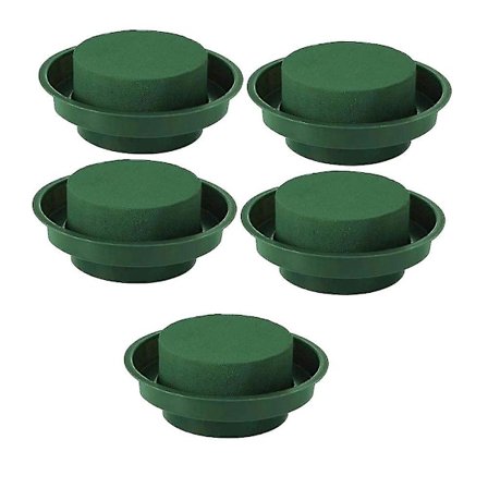 5-pak DIY Blomsteroppsatssett Grønn Rund Våtfloral Skum Med Skål, Bryllupsgangblomster, Par