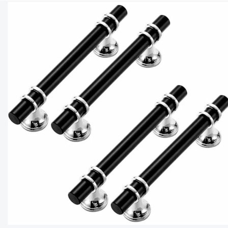 Skåphåndtag, 4 stk sorte køkkenskabshåndtag, dørhåndtag