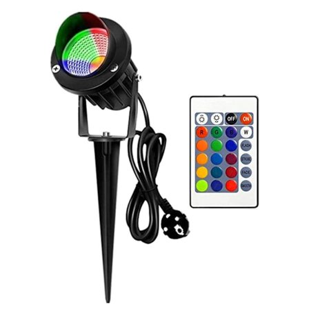 COB Landskapslys RGB Fargerik Belysning med Jordspyd Fjernkontroll Utendørs Spotlys for Hage Gård Plen