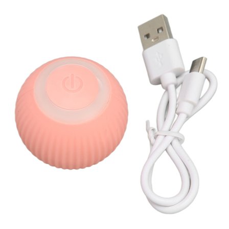 Interaktiv Cat Ball Toy USB Uppladdningsbar Säker 2 Lägen Bittålig Hinder Undvikande Smart Wicked Ball Toy for Cats Rosa