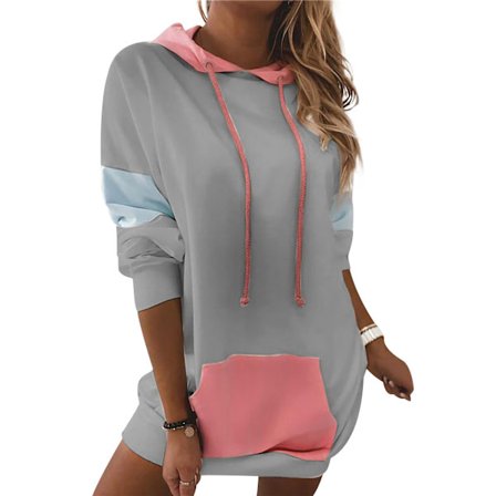 Naisten hupparitasku mekko pitkähihainen löysä pusero V