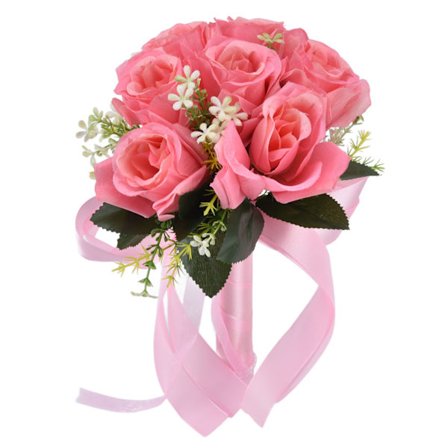 Høy Simulering Kunstig Bryllupsbukett Rosa Brudefotografering Varig Farge Utsøkte Detaljer