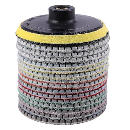 16-delars diamantpoleringsdynor-set 4 tum 100 mm våt/torr för granitsten betong marmorpolering U db