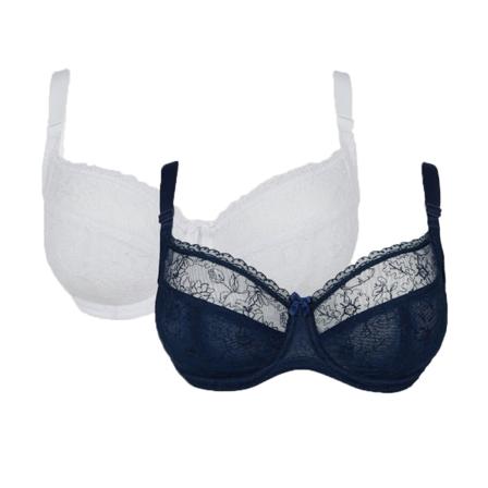 Underbar Dam/dam Sketchy Blommig Bh (paket Med 2) 36ff Marinblå