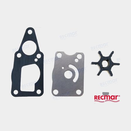 Recmar Impellersats för båtmotor i gummi och rostfritt stål, svart och silver, högkvalitativ reservdel för kylsystem.