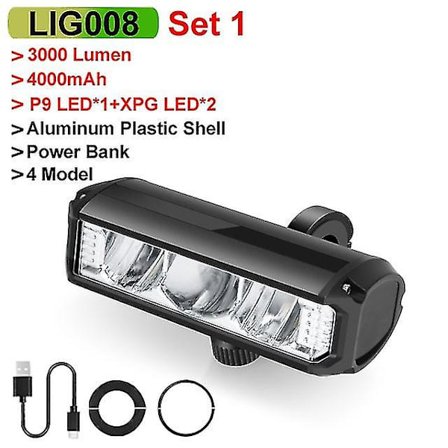 Newboler-polkupyörän etuvalo 6000 lumenia, pyörän valo 8000 mAh, vedenpitävä taskulamppu, USB-lataus, maastopyöräilyyn ja maantiepyöräilyyn 