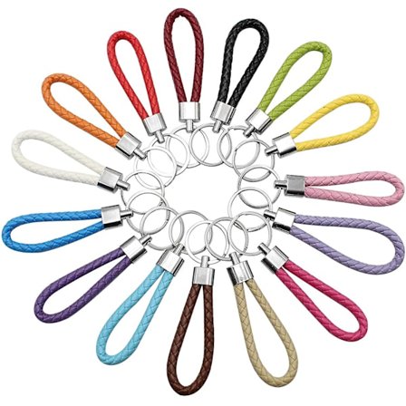 15 stk flettede nøkkelringer i skinn - Flettet nøkkelholder i skinn - Flettet tau