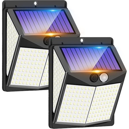 2 st Utomhus Solcellslampor, 238 LED Solcellssäkerhetslampor för Ytterdörr, Gård, Garage, Trädgård