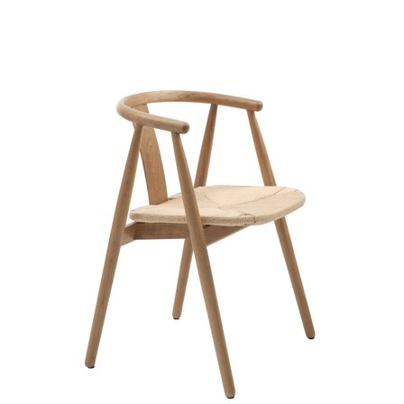 Relate Spisebordsstol i Eg & Flet - Elegant Design, 59x52x76,6cm - Perfekt til Spisestuen - Holdbart Naturmateriale & Komfort