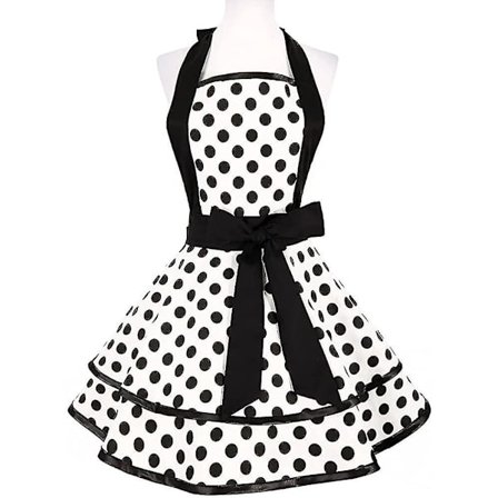 Retro forklæde til kvinder - sødt vintage forklæde med prikker - køkkenforklæde