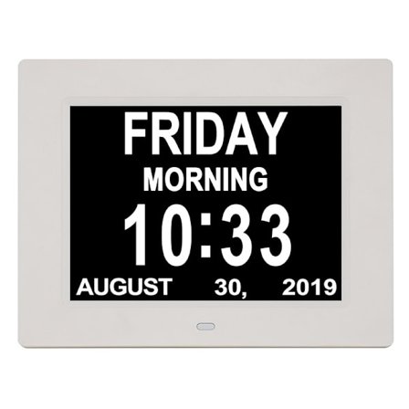 Dementia-kello Alzheimerin kello ja vanhusten suuri digitaalinen kalenterikello, kello, jossa päivä ja päivämäärä 7 tuumaa