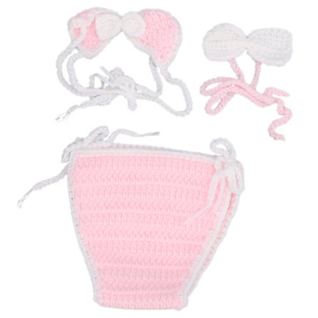 Nyfødt fotodrakt heklet strikkede fotoseanse rekvisitter for 0-6 måneder gammel jente rosa