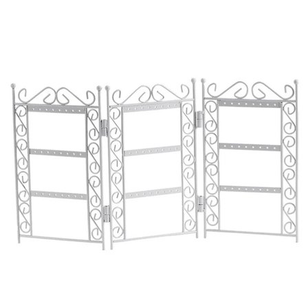 72-hullers hvidt, moderigtigt, foldbart skærm smykkeholder smykkeopbevaring øreringe stativ smykke display