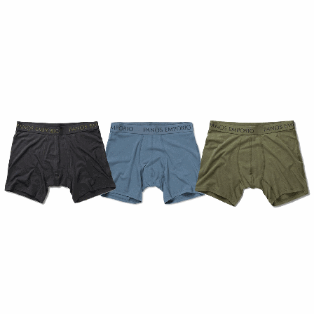 Panos Emporio 3pk Base Bamboo Boxer Grey/Olive/Bluesteel
