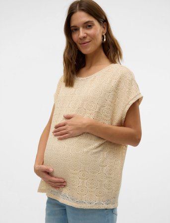 Vero Moda Maternity Vmmmaya Ava Ss Top Jrs - Cream - XS