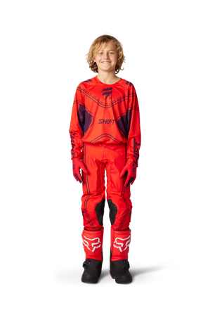 Completo Cross Bambino Shift Black Label Rosso Fluo