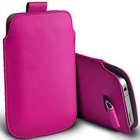 Pull tab / Läderficka - Passar iPhone 5/5S/5C/SE - fler färger Cerise