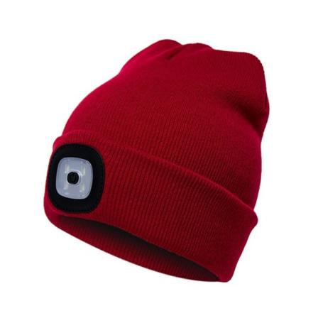 Strikket lue med led lys for joggetur Red