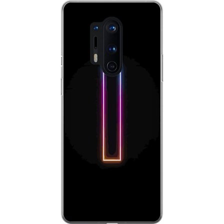 Yhteensopiva Puhelinkuori OnePlus OnePlus 8 Pro Minimalistinen neonkirjain I sateenkaaren väreissä tummaa taustaa vasten