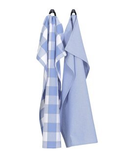 Kjøkkenhåndkle rutet Ted resirkulert 2-pk Lys blå