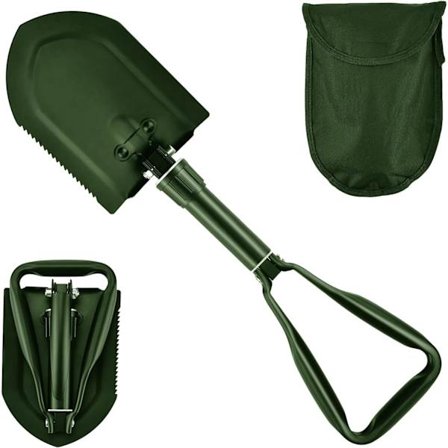 58 cm hopfällbar spade, extra stabil hög hållfasthet kolstål multifunktionsspade med bärväska, hopfällbar campingspadekombination för utomhusvandring,