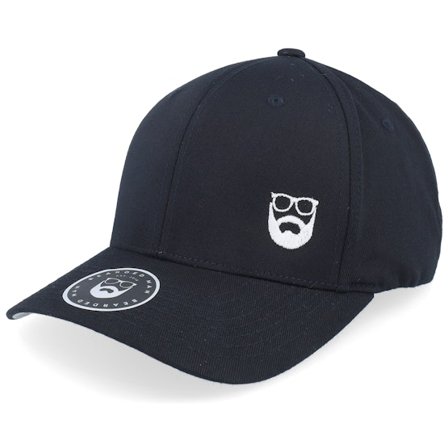 Bearded Man - Sort flexfit Kasket - Side Logo Black Flexfit @ Hatstore