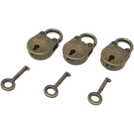 3 stk Vintage Antik Stil Mini Archaize Hengelås Nøkkel Lås med DXGHC