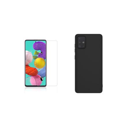 Samsung Galaxy A71 - mat finish tynd skal & skærmbeskytter Svart