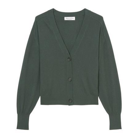Marc O'Polo Fine knit V-neck cardigan Grøn, Dame Cardigans