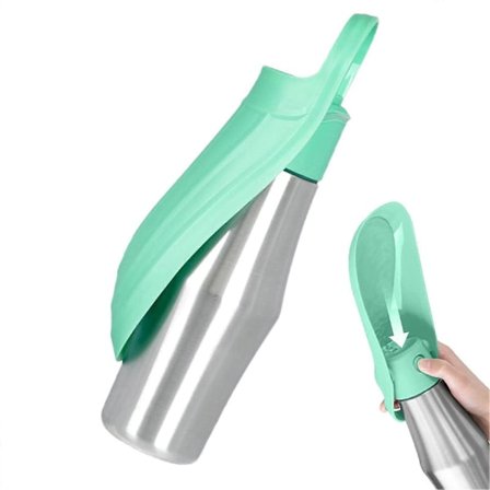 Vesipullo koirille, 750 ml tilavuus, ruostumattomasta teräksestä valmistettu termos, kannettava monitoiminen ulkoilulemmikkieläinten annostelija (FMY)