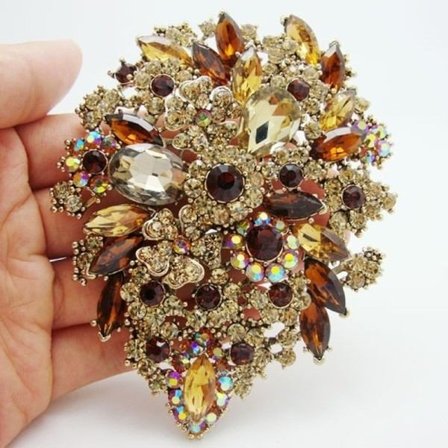 Vintage stil brosje mote smykker brun champagne brosje