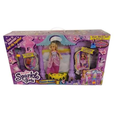 90cm Sparkle Girlz Sagoslott med möbleroch 29cm Docka