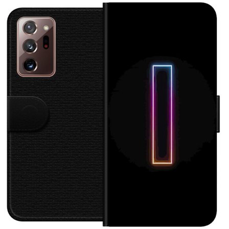Kompatibel Tegnebogsetui til Samsung Samsung Galaxy Note20 Ultra Minimalistisk neonbogstav I i regnbuefarver mod mørk baggrund