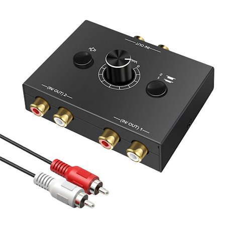 R/L Stereo Audio Switch Splitter 2 x 1/1 x 2 3,5 mm Hörlursväxlare Converter Tvåvägs för telefon Laptop Hörlurar
