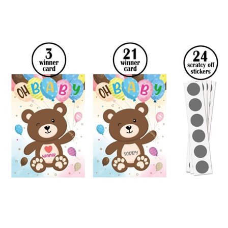 Baby Shower Spel 24 Lotterikort Dekorationer för Baby Shower Scratch Off Game Baby Shower Aktivitet Roligt och enkelt att spela