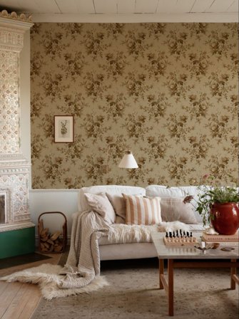 Duro Tapet, Ingeborg 099-02 Gammalsvenska Papper, L, Brun/guld, Färg & tapeter