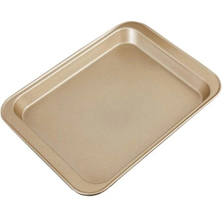 Bageplade 33 * 23 cm, Non-stick bageplade i rustfrit stål, kagebageplade, ovn, roulade, kage 【Almindelig】 Stor gylden bageplade