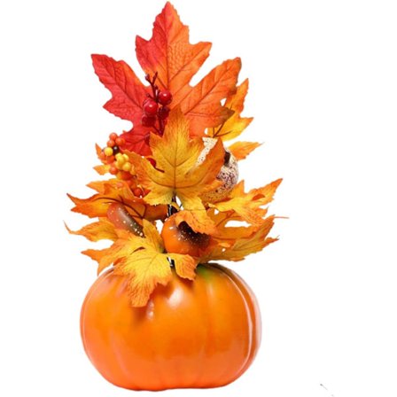 Konstgjord pumpadekoration, Mini Fall Harvest, Faux Maple Leaves & Berries