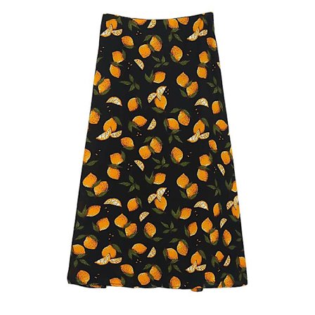 Kontrasterande A-linje kjol med citrontryck, lång kjol
