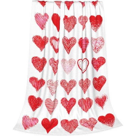 Valentinsdag Kærlighedshjerter Kastetæppe, Blødt Flannel Tæppe, Bryllupsdag Fødselsdagsgaver til Kæreste Kone, Tæppe til Seng Sofa Stol