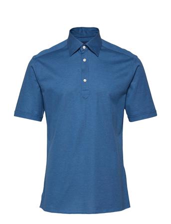 Men's Shirt: Casual Pique Polos Short-sleeved Blå Eton