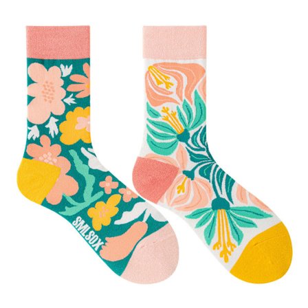 5 par Många stilar av AB-strumpor asymmetriska kreativa trendiga strumpor roliga par mandarinanka färgade mellanhöga strumpor